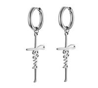 Cross Jesus Earrings For Women Men Stainless Steel Fashion Dainty Jesus Cross Pendant Clip On Hoop Earrings Christian Faith Jewelry Gift For Girls (silver, Stainless Steel)