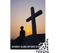 Cross Jesus3 Adult 1000-Piece Jigsaw Puzzle, 52x38cm/1000pcs; White Card Pieces for Easy Sorting; Tabletop Entertainment at Home