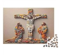 Cross Jigsaw Puzzle 1000 Piece Jigsaw Puzzle for Adults Bible Figures Paper Puzzle Game for Family Relaxation Focus Decor Gift 70x50cm/1000pcs