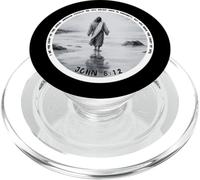 Cross - John 8:12-Light of the World-Jesus Walking (white) PopSockets PopGrip for MagSafe