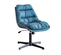 Cross Legged Office Chair,Small Armless Comfortable Leather Computer Task with Low Back, Height Adjustable, Executive Swivel Chair for Home Office(Color:Blue)