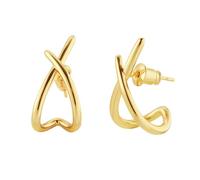 Cross Line Gold Earrings Personalized and Fashionable Exquisite Between the Ears