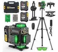 Cross Line Laser with Tripod, Multifunctional 4D Laser with 16 Lines, Crosshair Laser Spirit Level, Construction Reticle Laser Spirit Level, 2 x 4800 Li-ion Battery with Charging Port Type C