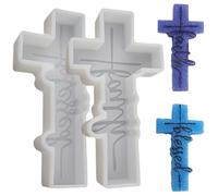 Cross Mold, 2PCS Silicone Molds, Blessed and Faith Cross Mold, Non Stick Silicone, Reusable Candle Molds for Making Aroma Beads, Soap, Candles, DIY Crafts for Daily Use