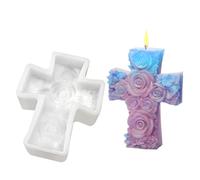 Cross Mould, Religious Model 3D Rose Jesus | Silicone Mould for Clay - for Candles Aromatherapy Clay Crafts Plaster DIY Art Decoration Epoxy Resin Soap