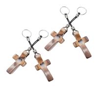 Cross My Heart | Encouragement Gift Creative Walnut Cross Keychain Love Pendant Ornament Gift Easter Solid Wood Keychain Jewelry (Keychain - Set of 4)