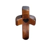 Cross My Heart | Encouragement Gift,Handheld Wooden Protection Cross with Epoxy Heart,Portable Wood Pocket Cross for Religious Christian Gift to Men and Women (1 PCS)
