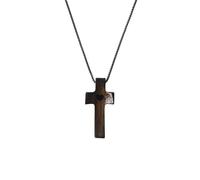 Cross My Heart Necklace Wood Cross Necklace Encouragement Gift Relieve Anxiety Comfort for Clutching Clinging and Praying Religious Gift, S, Wood, No Gemstone