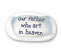 Cross My Heart Our Father who art in Heaven Lord's Prayer Polished Silver Coloured Metal Thumb Stone Pocket Token Keepsake 4 cm 2.7cm