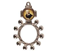 Cross My Heart Rosary Ring Lourdes Saint Anthony Pio Divine Mercy Silver Coloured Metal 5cm (Saint Pio Rosary Ring)