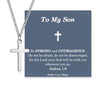 Cross Necklace for Boys, Baptism First Holy Communion Confirmation Easter Basket Stuffers Graduation Gifts for Teenage Boys Christmas Valentines Day Birthday Gifts for Son Grandson Nephew Brother