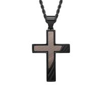Cross Necklace for Men, Graduation Father's Day Gifts, 316L Black Stainless Steel Chain, Titanium Steel Pendant, Catholic Crucifix Religious Christian First Confirmation Baptism Jewelry, 24 Inch