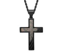 Cross Necklace for Men, Graduation Father's Day Gifts, 316L Black Stainless Steel Chain, Titanium Steel Pendant, Catholic Crucifix Religious Christian First Confirmation Baptism Jewelry, 24 Inch