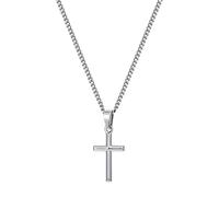 Cross Necklace for Men Stainless Steel Mens Cross Necklace Silver Black Gold Blue 3D Engraving Religious Necklace Gifts for Men and Boys Silver(S) 24''
