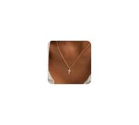 Cross Necklace for Women, Dainty14K Real Gold Silver Plated Cross Choker Pendant Jewelry Non Tarnish Waterproof Trendy Cute Simple Small Necklace Easter Christian Baptism Religious Faith Jewelry Gifts