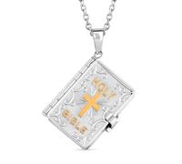 Cross Necklace for Women - Openable Holy Bible Pendant Metal Pages Inside - Bible Necklace for Women Stainless Steel Christian Jewelry Religious Trendy Engagement Birthday Gifts for Womens 24"