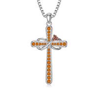 Cross Necklace for Women Sterling Silver July Birthstone Necklace Ruby Pendant Necklace Rose Flower Infinity Cross Necklace Religious Jewellery Birthday Gifts for Girlfriend Wife