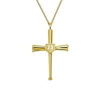 Cross Necklace Men Personalized Initial Number Baseball Customize Lucky Gold-Color