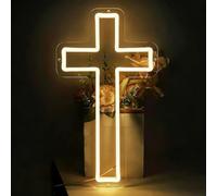 Cross Neon Sign, Jesus Cross LED Neon Light for Wall Decor, USB Powered Hanging LED Home Decoration Lamp, Lighted Christian Catholic Crucifix, for Easter Christmas Wedding Decor