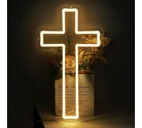 Cross Neon Sign Jesus Led Neon Lights for Wall Decor Cross Lighted Sign for Home Bedroom Christmas Easter Christening Day Celebrations