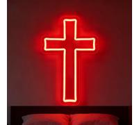 Cross Neon Sign Led Jesus Cross Wall Decor USB Powered Red Cross Neon Lights for Home Bedroom Christmas Easter Christening Day Religious Events Church Room Decor