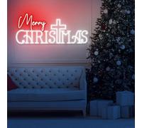 Cross Neon Sign Merry Christmas Signs Outdoor Jesus Sign Decor Christian Decoration Gift