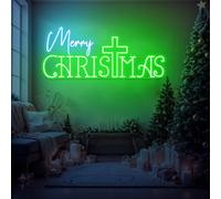 Cross Neon Sign Merry Christmas Signs Outdoor Jesus Sign Decor Christian Decoration Gift