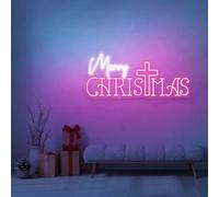 Cross Neon Sign Merry Christmas Signs Outdoor Jesus Sign Decor Christian Decoration Gift