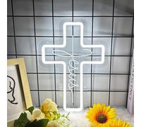 Cross Neon Signs, Jesus LED Signs Wall Decor for Bedroom Living Room Weddings, Dimmable Light Sign for Home Decor, Religious Events, Christmas Easter Celebrations Gifts