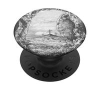 Cross of Christ Glorious Resurrection Black & White Ink Art PopSockets Adhesive PopGrip