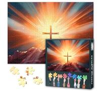 Cross of Jesus Christ Jigsaw Puzzles for Adult House Wall Decor 1000 Pieces Difficult Challenging Funny Cross of Jesus Christ Puzzles for Adults as Gifts Christian Art Puzzle Game 27.5"X19.7"