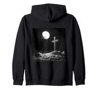 Cross On A Hill At Night Zip Hoodie