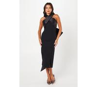 Cross Over Front Bow Back Midi Dress Coast Black 10