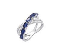 Cross Over Sapphire Ring 925 Sterling Silver Size J-Q British Made (P)