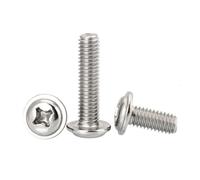Cross Pan Round Head With Washer, 10Pcs M4 Stainless Steel DIN967 Collar Machine Screws Truss Head With Washer(20mm)