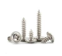 Cross Pan Round Head With Washer, Nickel Plated Carbon Steel Cross Round Head Tapping Screws With Pad 50 Pcs M1.2-M4 3-20mm(M2.6 x 4mm)
