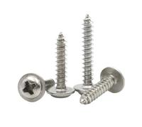 Cross Pan Round Head With Washer, Self-Tapping Screws M1.4-M2.6 304 Stainless Steel Cross Pan Round Head Washer 100-200Pcs(8mm,M2.0 x100pcs)