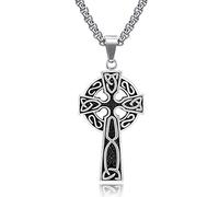 Cross Pendant Necklace For Men Gold Color 60Cm Box Link Chain Male Gift White