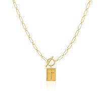 Cross Pendant Necklace, for Women Dainty Toggle Clasp Rectangle Cross Necklace Toggle Clasp Paperclip Chain Dainty Charm Necklace for Women Fashion Religious Simple Jewelry Gift