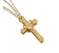 Cross Pendant Necklace For Women Gold Plated Heart Shape Crucifix Necklace With Cubic Zirconia Infinity Love Of God Heart Jewelry For Anniversary White