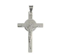 Cross Pendant Silver 925 Rhodium-Plated Saint Benedict 6 x 3.5 cm