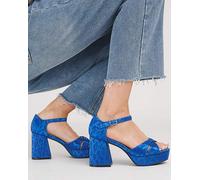 Cross Platform Heeled Sandals Ex Wide Blue 7