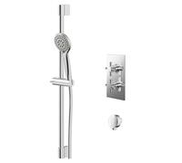 Cross Polished Twin Thermostatic Valve Mixer Shower with Avon Slide Rail Kit and Round Shower Elbow | Chrome | Stainless Steel | 120mm x 670mm x 80mm