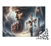 Cross Prayer Scene Jigsaw Puzzle for Adults 1000 Piece Jigsaw Puzzle Paper Night Atmosphere Puzzle Game for Family 70x50cm/1000pcs