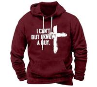 Cross Print Hoodie For Men Casual Faith-Based Pullover Sweatshirt Stylish Christian Graphic Hooded Jumper Comfortable Lightweight Religious-Themed Hoodie Cosy Spiritual Long Sleeve Pullover