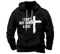 Cross Print Hoodie For Men Casual Faith-Based Pullover Sweatshirt Stylish Christian Graphic Hooded Jumper Comfortable Lightweight Religious-Themed Hoodie Cosy Spiritual Long Sleeve Pullover