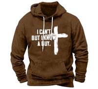 Cross Print Hoodie For Men Casual Faith-Based Pullover Sweatshirt Stylish Christian Graphic Hooded Jumper Comfortable Lightweight Religious-Themed Hoodie Cosy Spiritual Long Sleeve Pullover