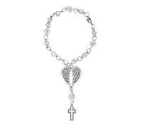 Cross Rear View Mirror Pendant, Alloy Christian Steering Wheel Charm with Bible Verse Card Hanging Heart Cross Ornament for Car Interior Decoration