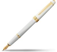 Cross Pens Fountain Pen Bailey Light Polished White Resin Gold Tone Medium Nib