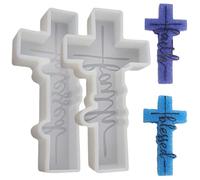 Cross Resin Mold, 2pcs 14.5x8cm Silicone Cross Molds, Faith and Blessed Cross Epoxy Resin Mould, Reusable Candle Moulds for Making Aroma Beads, Soap, Candles, DIY Crafts